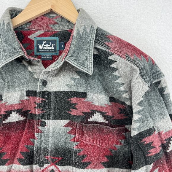 Vintage WOOLRICH Shirt Men XL Flannel Navarro Aztec Southwestern Cotton Gray USA - Picture 9 of 14